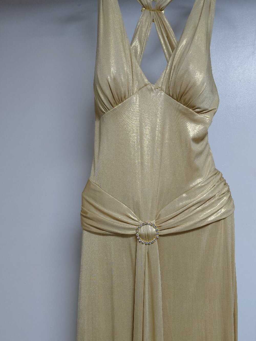 Dave & Johnny by Laura Ryner Gold Glitter Cross Low Scoop Back